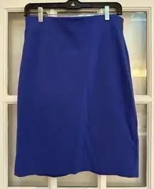 Philosophy Classic Chic Blue Pencil Skirt Career Gold Exposes Zipper Size 6 S