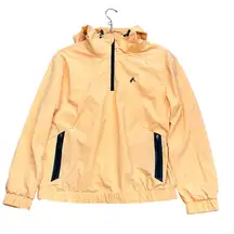 Alphalete‎ EXP Tech Windbreaker Pullover Quarter Zip Hooded Jacket Peach Large