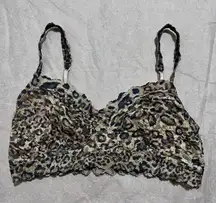 Hanky Panky Black and Brown Leopard Print Bralette Y2K :Box OW2: