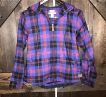 L.L. Bean Women's Size XS Scotch Plaid Flannel Shirt Relaxed Fit‎ Zip Hoodie Red