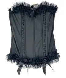 Torrid Womens Whimsigoth Victorian‎ Mesh Ruffled Bow Corset Top Size 2X Black