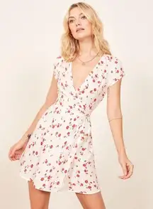 Reformation  Linen Blend Floral Wrap Mini Dress Women’s Size S