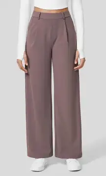 High Waisted Plicated Side Pocket Straight Leg Work Pants