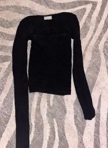Urban outfitters black ribbed square neck sweater