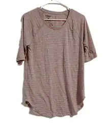 Bongo Men's Pink and Gray Striped Tee
