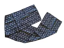 Silk Ombre Lightweight Accent Scarf black floral and gray