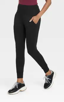 Women's Super Soft High Waisted Joggers with Pockets - A New Day Black Small