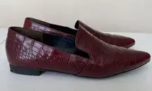 Paul Green  Belinda Pointed Toe Loafer wine red burgundy animal crocodile US 6.5