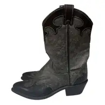 Masterson Women's Made In USA Western Cowboy Leather Boots Black Gray SZ 6 1/2‎