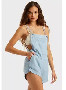 Billabong Womens Wild Pursuit Beach Romper Short Overall Size Small Blue Boho