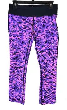 Nike Running‎ Printed Abstract Cropped Leggings Pink Purple Black Size Medium