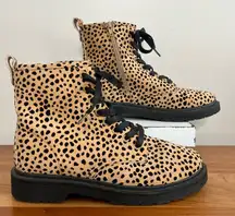 Women’s Pierre Dumas Amora-1 Cheetah Print Combat‎ Boot Side Zip Lace Up Size 10