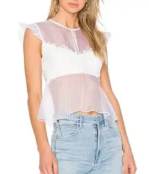 Revolve Karina Grimaldi Lilac Purple Silk Blend Organza Lace Top SMALL