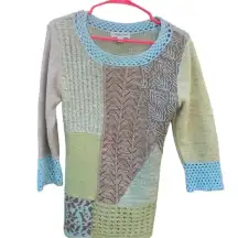 Vintage 90s Coldwater Creek Color Block Patch work  Sweater Womens small