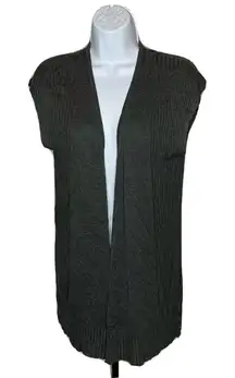 Joan Vass Gray Cardigan Sweater Open Front