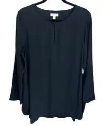NWT 14th & Union Long Sleeve Black Tunic‎ Blouse Top Size Medium Minimalist