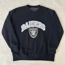 Las Vegas Raiders Black Crewneck Sweatshirt Thick Fleece-Lined