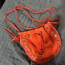 Lucky brand leather drawstring bucket bag
