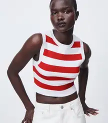 ZARA  Red & White Stripe Knit Tank Top