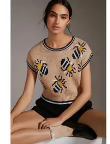 Sarah Gordon For Anthropologie Erin Icon Bee Knit Sweater Vest Size XS