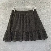 LOFT Pull On Gathered‎ Ruffle Skirt Black Tan Women's Medium