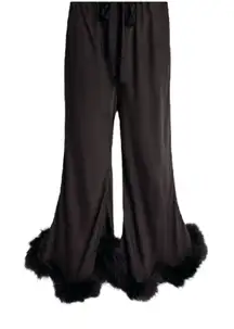 Sleeper Boudoir Feather Trim Flare Trousers NWT
