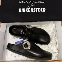 Manolo Blahnik x Birkenstock Boston crystal buckle clog size 39 8