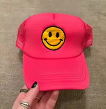 Pink Smiley Face Trucker Hat
