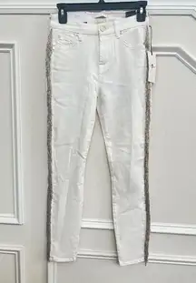 7 For All Mankind Jeans Womens 25 White Skinny Fringe Western Country Cowgirl