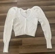 Puffed Sleeve Knit Cardigan Sweater