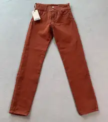 Dushi Jeans Women 12 Columbia High Waisted Skinny Slim Rust Orange Denim NWT