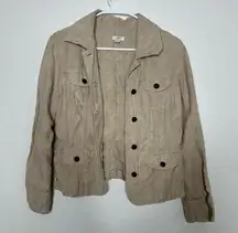 J. Jill Linen Canvas Jacket Blazer Tan Small Petite