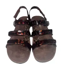 Vionic Brown Amber Tortoise Strappy Sandals Adjustable Orthopedic Woman's Size 8