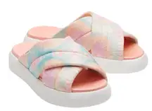 Size 10: TOMS Alpargata Mallow Crossover Candy Pink Tie Dye Jersey Sandals