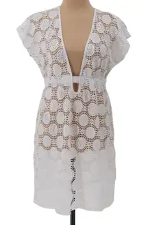 Blue Island Crochet Lace Swim Cover Dress Beach Poolside Vacation Resort  Size M