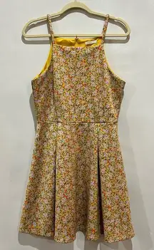 Copper‎ Key Womens Yellow Dress XL Floral Sleeveless Back Zipper