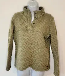 Avalanche Olive Quilted Long Sleeve Pullover Henley Sweater Jacket Army Green L