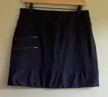 Athleta Skort Skirt-over-Shorts Navy Zip Pockets Fitted Straight Size M