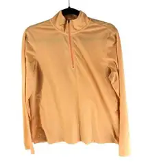 L.L. Bean Womens 1/4 Zip Pullover Shirt Top Mock Neck Long Sleeve Yellow M