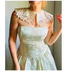 Antique Battenburg Ivory Collar Womens Accesories Edwardian Victorian Handmade