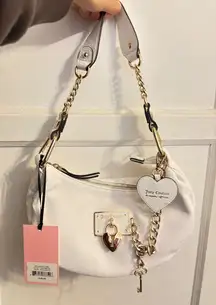 NWT Juicy Couture White Shoulder Bag with Heart Locket Keychain