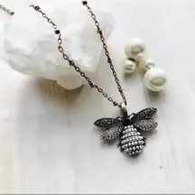 PARK LANE JEWELRY | Mischa Pendant Bee Necklace Smoke Gray Crystals Pearl