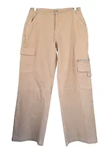 Rachel Paige Cargo Pants Wide Leg Utility‎ Khaki Contrast Stitch M