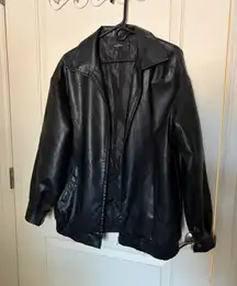 Black oversized faux leather jacket