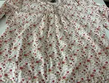 Floral Raglan Sleeve Pintuck Pleated Cotton Blouse/Top Size XL