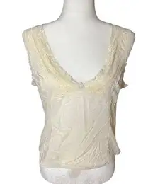 Coquette 100% Cotton Lace-Trimmed Cream Tank M