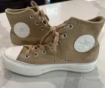 Converse Chuck Taylor All Star Lift Platform Suede High Top Shoes Womens 7 Khaki
