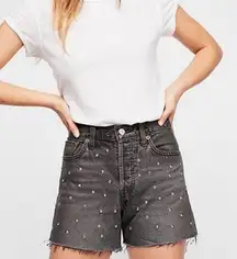 Levi’s Premium Studded Wedgie Cutoff Shorts in Black Denim - Size 27