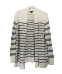 a.n.a. White and Grey Striped Open Front Cardigan Sweater XL