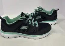 Skechers Women's Lite Weight‎ Memory Foam Sneakers Size 10 Shoes Navy Teal